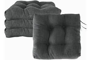 CISNE 2013, S.L. 4 Cojines para Silla, 40x40 CM, Acolchados, Relleno de Algodón 7cm, Cómodos y BIandos, Ideal para la Decoración de Cocina y Salón, Comedor y jardín. Fabricados en España (Gris, Pack 4 unidades)