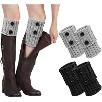 3 Paia Scaldamuscoli Donna In Lana Acrilica – Per Stivali, Lunghezza 20-26 Cm, Colori: Nero, Bianco, Cachi