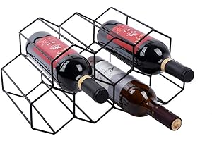 HEMORE LjzlSxMF Wine Rack apilable, sostenedor del Metal de Cobre del almacenaje del Vino con Patas, 7 Botella del sostenedor del Vino del Estante del Soporte para Ahorrar Espacio, ya montado, fácil de