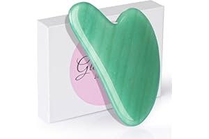 PRETTIVO Gua Sha Jade Stone - Rullo Massaggiante in Giada Naturale e Strumento di Raschiatura per Tonificare la Pelle, Anti-Invecchiamento E Ridurre il Gonfiore, Ideale per Viso, Occhi, Collo e Corpo