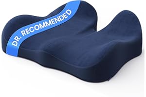 Benazcap Memory Foam Seat Cushions for Tailbone Pain Relief, Office Chair Cushion, Ergonomic Coccyx Cushion for Home, Office, Car and Wheelchair, Car Seat Cushions for Driving, Non-Slip Base, Blue