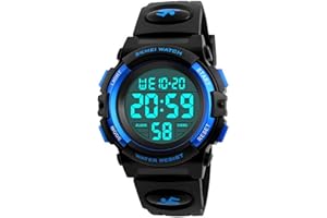 WONOLO Kids Watch,Boys Watch for 6-15 Year Old Boys,Digital Sport Outdoor Multifunctional Chronograph LED 50 M Waterproof Alarm Calendar Analog Watch for Children with Silicone Band
