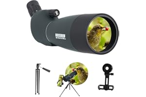 BOSSDUN 25-75×70 telescopio terrestre, Hunting Spotter Scope para Disparar a los Objetivos, Telescopios-A Prueba de Agua con Prisma BAK4 Trípode Adaptador de teléfono Bolsa de Transporte (2575Green)