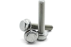 Hippo Hardware M10 (10mm X 30mm) Flanged Hexagon Head Bolts Flange Hex Screws Fully Threaded A2 Stainless Steel (Pack of 10)