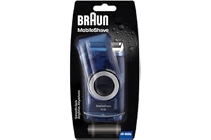 Braun PocketGo Mobile Shave Electric Travel Shaver, Electric Razor for Men For On The Go, Fully Washable, Portable Shaver With Travel Lock, M60, Blue