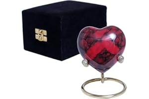 ANGELFOREVER Kleine Marmor-Urne mit einzigartigem Design, Mini-Urne | Urnen für menschliche Asche für Damen und Herren, Beerdigungsurnen | Gedenkurnen für Haustierasche | Herzurne mit Ständer und