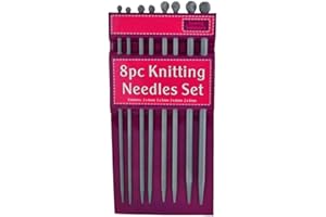 WOOLBRO 8 Peice Knitting Needle Set. 2 X 4mm. 2 X 5mm. 2 X 6mm. 2 X 8mm. Each Needle is aprox 25cm Long - Packaging May Vary