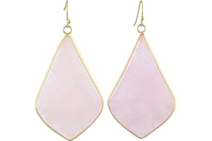 mookaitedecor Stone Dangle Drop Earrings for Women,Crystal Hook Earrings Gold Plated Oval