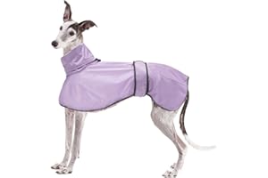 GEYECETE Chubasquero Ligero para Perros,con Correas Reflectantes y Agujero para el arnés, Pull-Over/Chaqueta Galgos, Lurcher y Whippet,para Perros Medianos y Grandes-Morado-XL