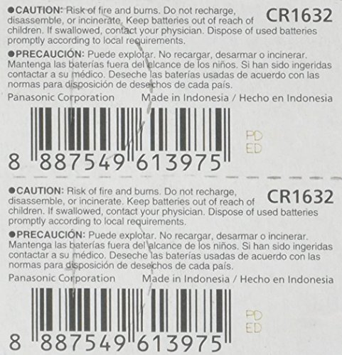 Panasonic Battery - 2 PACK- CR1632 3V 3 Volt Lithium Coin Size Battery