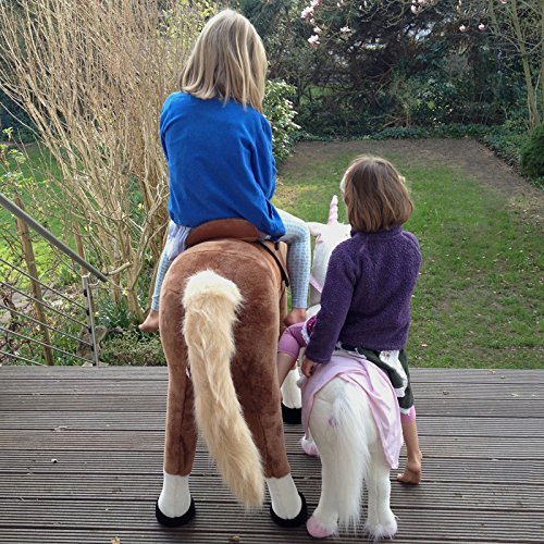 Giant XXL Plüschpferd, 125cm hohes Kinderpferd zum Reiten, fast lebensgroßes Spielzeug Pferd zum drauf sitzen, 380L Volumen, bis 100kg belastbar, mit verschiedenen Sounds, inkl. kleiner Bürste – ein Kindertraum! - 7
