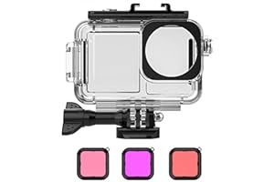 Fenmaru Boîtier étanche 40 m pour DJI Osmo Action 5 Pro/Osmo Action 4 3, boîtier de plongée + 3 filtres sous-marins compatibles avec DJI Osmo Action 5 4 3, Dual Cold Boot Interface