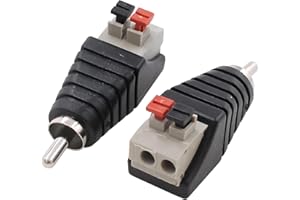 DOLASO RCA to Speaker Wire Adapters 2 Pack - Spring Press Balun Phono Plug Connectors for CCTV, Home Audio & Subwoofer | Gold Plated RCA Male to AV Screw Terminal Adapter | Premium Audio Video Conversion