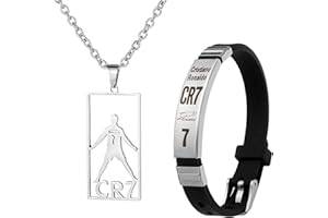 Girihe 2 PCS Football Stuff, Football Necklace for Boys CR7 Bracelet for Boys Footbal Bracelet Ronaldo Necklace, Fotball Bracelets Best Gift f or Boy Who Love Fotball