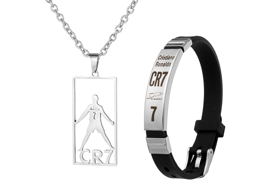 Girihe 2 PCS Football Stuff, Football Necklace for Boys CR7 Bracelet for Boys Footbal Bracelet Ronaldo Necklace, Fotball Bracelets Best Gift f or Boy Who Love Fotball
