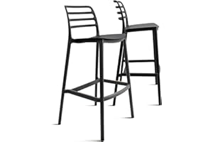 THE SECRET HOME─ Taburete de Polipropileno- Alto. 101 cm x Largo. 48 cm x Ancho. 48 cm ─ Estilo Nórdico ─Varios Modelos (Negro- Pack de 2ud)