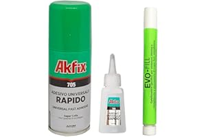 Pescaplanet Akfix 705 Colla Professionale Extra Forte 25ml con attivatore Spray da 100 ml + Fill 4g in OMAGGIOper riparazioni universali ad Alta Tenuta