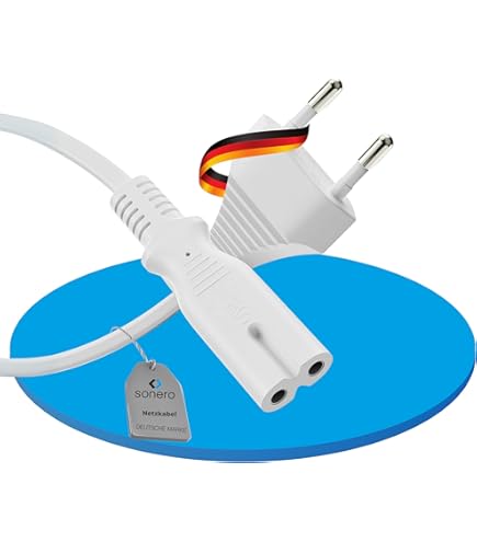 Ancable Stromkabel mit 3 Zinken, 5 m, 2 Stück, UK 3-polig, IEC C13