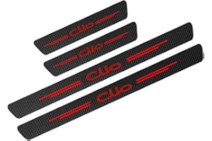 SYMILOV 4Pcs Car Door Sill Scuff Plate Cover Sticker for Ren-ault Duster Styling Accessories, Carbon Fiber Kick Plates Welcome Pedal Protector Strips Auto Threshold Non-Slip Entry Guard Trim,Clio Red