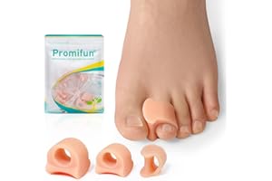 Promifun Toe Separators for Women Gel Toe Separators for Overlapping Toes, Bunions, Big Toe Alignment, Corrector and Spacer, Preventing Rubbing Relieve Pressure (3 Size, 6 Pack, Beige)