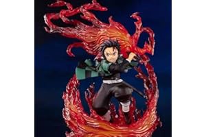 REOZIGN FaIruo Tanjiro Kamado Figure, Demon Slayer Figurines Tanjiro 22 Cm/8.7 Inch Fire Breathing Skill Shinjuro Rengoku Figure Cartoon Figurine Statues Model PVC Figure