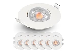 EMOS LED Recessed Spotlight 230V Dimmable, 4.9W / 480lm, 50° Swivel, Warm White 2700K | Set of 12 Recessed Spotlights LED Spot Ultra Flat, Round | Ceiling Spots LED Dimmable for Indoor Spaces, White