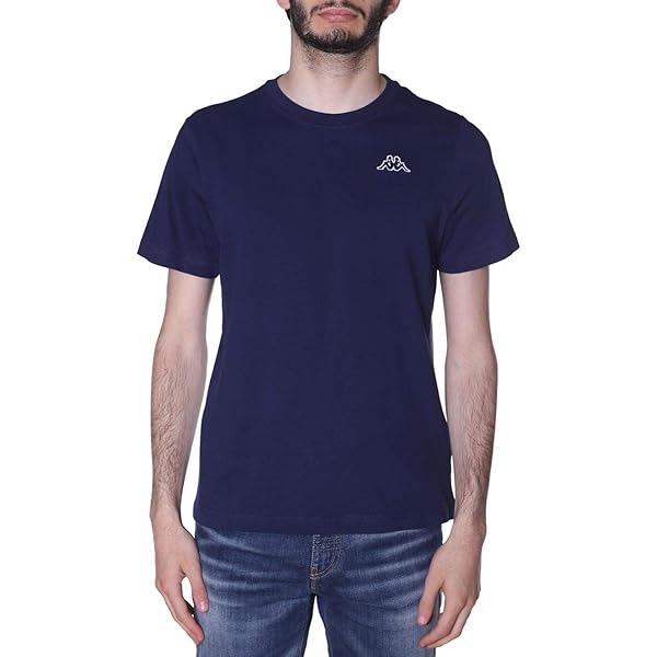 T-shirt Kappa Homme 2XL Bleu – Manches Courtes, Col Rond, Graphique