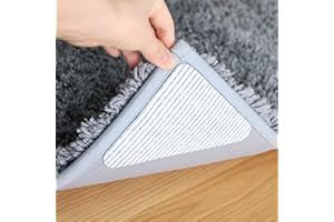 FuKuEn Rug Pads Grippers Anti Slip Rug Underlay Floor Mat Stickers Anti Slip Mat Grippers on Hard Floors Reusable Washable Grippers Pad 4 pieces
