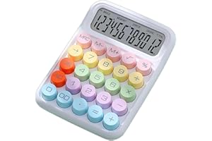 tinysiry Calculadora de Escritorio con Pantalla grande de botón Redondo, calculadora alimentada por batería para Oficina, Escuela, hogar, calculadora de Escritorio de función estándar Blanco