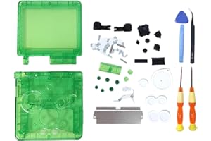 Hzxkqmil Pełna Obudowa Wymienna Powłoka dla Gameboy Advance SP GBA SP Konsoli, Przezroczysta Obudowy z Zestawem Śrubek do Przycisków (Przezroczysty Zielony)