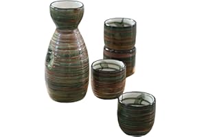 Spldsun 5 Pezzi Tradizionale Set di Sake, Set di Sake Tradizionale Ceramica, per Ristoranti, Case, Taverne, ECC (Colore)