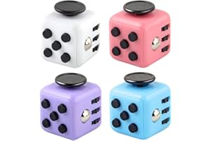 Yeefunjoy 4Pcs Cube Anti-Stress, Décompression Jouet Cube avec 6 modules apaisants, Anti-anxiété Stress Cube Toy pour Enfants et Adultes