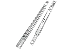 BOQIIKAR 1 Pair Full Extension Metal Bearing Drawer Runners 400mm Heavy Duty 20 kg Load Capacity Side Mount Ball Bearing Kitchen Cabinet Slides Replacement Rails Guide Glides Silver