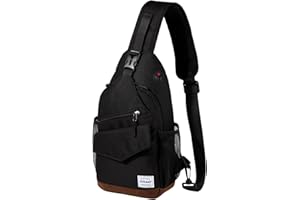 RAVUO Sling Bag for Men, Water Resistant Anti Theft Crossbody Backpack Casual Hiking Daypack Multipurpose Chest Bag for Work College Black