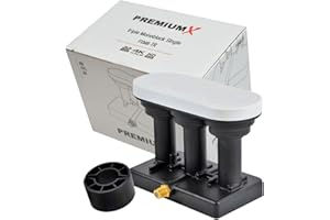 PremiumX Triple Monoblock LNB - Single - 1Teilnehmer - 4K Full HD - mit Wetterschutz für Satellitenschüssel Receiver Digital - Triplefeed Astra 19,2° Eutelsat 16° Hotbird 13° - Schwarz