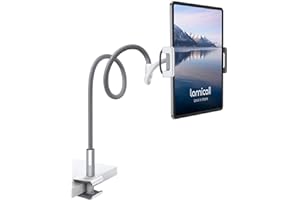 ‎LAMICALL Lamicall Schwanenhals Tablet Halter, Tablet Halterung - Lazy Flexible Einstellbare Lang Arm Ständer für iPad mini 2 3 4, Neu iPad Pro 2024, iPad Air, iPhone, und Weitere 4,7-10,5 Zoll Geräte - Grau