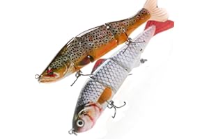 TSURI Pack 2 Leurres Swimbait Articulés 12 cm 17 g – Truite Flottante & Gardon Coulant – Leurre Pêche Brochet, Sandre, Perche, Black Bass – Leurre Articulé Réaliste Eau Douce (12CM 17GR (SWIMBAIT))