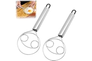 KUIRUNRX® Batidor de Acero Inoxidable, 2 Unidades, Huevo Batidor de Huevo Danés Masa, Con Acero Inoxidable Batidor de Pan Holandés Tradicional Herramienta, Para Hornear Pan Masa Galletas Pizza