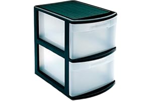 ACAN Tradineur – Cajonera Tamesis multiusos de 2 cajones – Sin ruedas – Fabricado en plástico – 40 x 28,5 x 39 cm – Color Negro