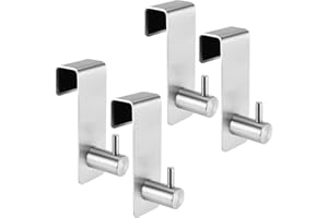 ZEONHEI 4 Sztuk samoprzylepne haczyki na ręczniki, Haczyki ścienne ze szczotkowanej stali nierdzewnej, haczyki na szlafrok, Haki do łazienki i kuchni ze stali nierdzewnej