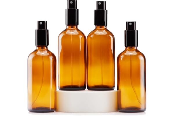YIZHAO Flacon Spray Vide 100ml, Ambré Bouteille Spray Verre, avec Brouillard de Pulverisateur Fine, pour Huiles Essentielles, Aromathérapie, Parfums, Nettoyage, Voyage, Pharmacie – 4Pcs