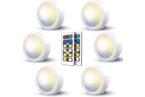 HIDURE Luci LED a Batteria con Telecomando, 3 Temperature Colore Dimmerabili luci da Armadio Senza Fili Faretto a Batteria Senza Corrente Luce Sottopensile Cucina Adesivi Luce Notturna per Vetrine Credenza
