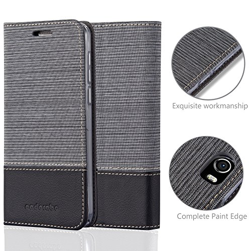 Honor 6 HÃ¼lle in GRAU SCHWARZ von Cadorabo - HandyhÃ¼lle im Stoff Design mit Magnetverschluss Standfunktion Kartenfach Case Cover SchutzhÃ¼lle Etui Tasche Book Klapp Style