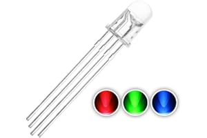 Chanzon 100 Piezas luces de diodo LED multicolor RGB de 5mm cátodo común (transparente redondo transparente 3 colores) 4 pines Componentes electrónicos diodos emisores de luz indicadora