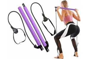 GLKEBY Pilates Stick Falten Pilates Stick Spannung Seil Einstellbare Yoga Flexibilität Übung Arm Stärke Taille Bein Übung