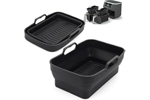 DDLUCK Silikon Air Fryer Liners für Ninja AF300EU 7.6L, 2-Pack wiederverwendbare Air Fryer Silikon Ersatz Korb Schüssel, zusammenklappbares Backblech für AirFryer Zubehör