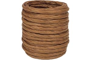 ALLWSLucky 12M Ruban en Papier de Raphia, 4mm Raphia Naturel Bobine Simple Torsion Corde de Papier, Ficelle de Raphia pour Emballage de Cadeaux, Décoration, Bricolage (Kaffee)