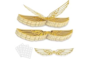 WeddHuis 50 Pezzi a Ali di, Ornamenti di Compleanno con Glitter, Mago, Cupcake, Ornamento per Feste a Tema, Matrimoni, Compleanni, Muffin, Harry Potter Decorazioni Torta, Addobbi Matrimonio (Oro)