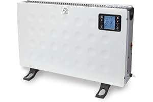 Perel Chauffage convecteur intelligent 2000W, 3 niveaux de chaleur, thermostat, IP20, protection surchauffe, portable avec télécommande et Tuya app, pour pièces jusqu’à 60 m³