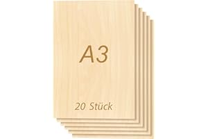 Tocome 20 Stück A3 Sperrholz Linde 420 x 297 x 3mm Laserfähig Sperrholzplatte 3mm Linden Holzplatten Plywood Holz für laser